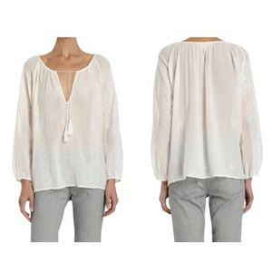Nili Lotan Bohemian Embroidered Peasant Blouse S